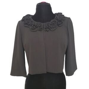 Danny & Nicole Black Dressy Floral Rosette Shrug 10P